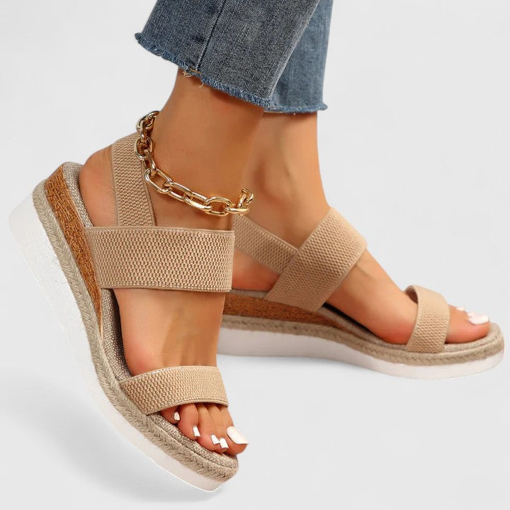 Belinda | Women's Sandals Wedge Elastic Strap Open Toe Summer Casual Sandals
