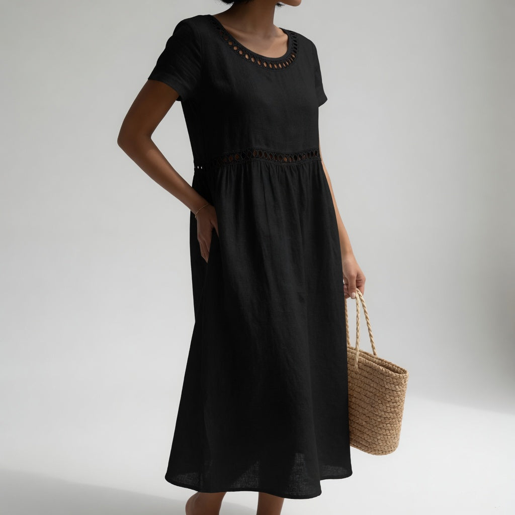 Effie | Embroidered Collared Midi Dress