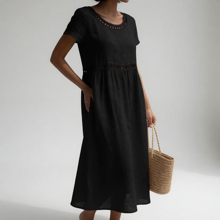 Effie | Embroidered Collared Midi Dress