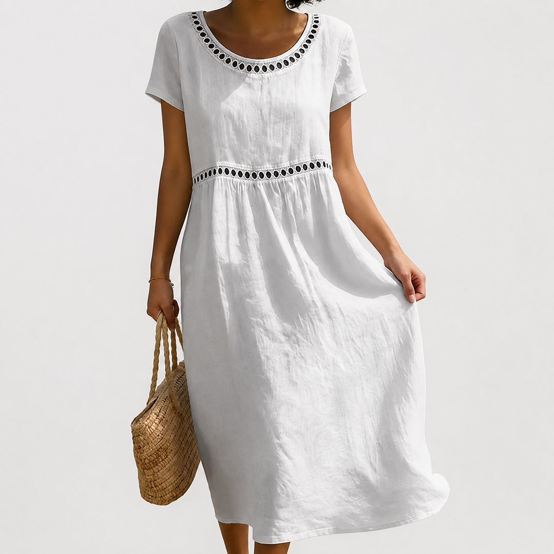 Effie | Embroidered Collared Midi Dress