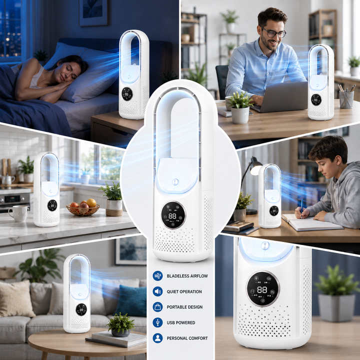 COOLBRIX - Compact Bladeless Portable Air Cooler - Silent Cooling for Home & Office
