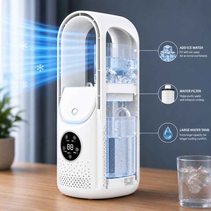 COOLBRIX - Compact Bladeless Portable Air Cooler - Silent Cooling for Home & Office