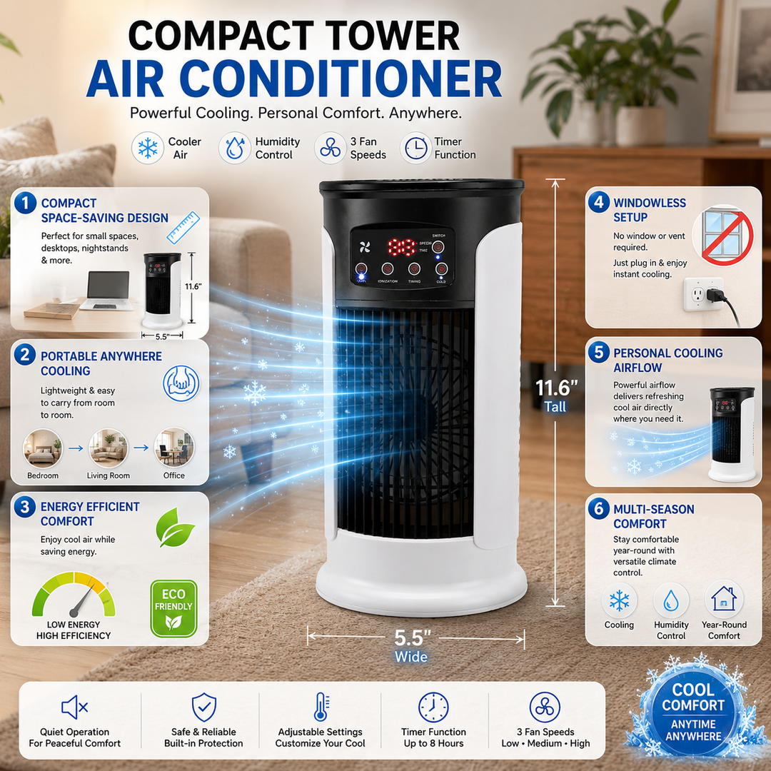 Portable Air Conditioner Energy Efficient Compact Evaporative Cooling