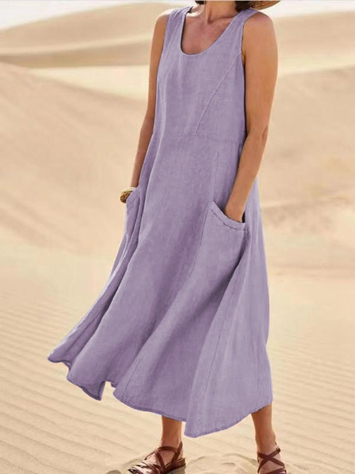 Imogen | A-Line Scoop Neck Midi Dress