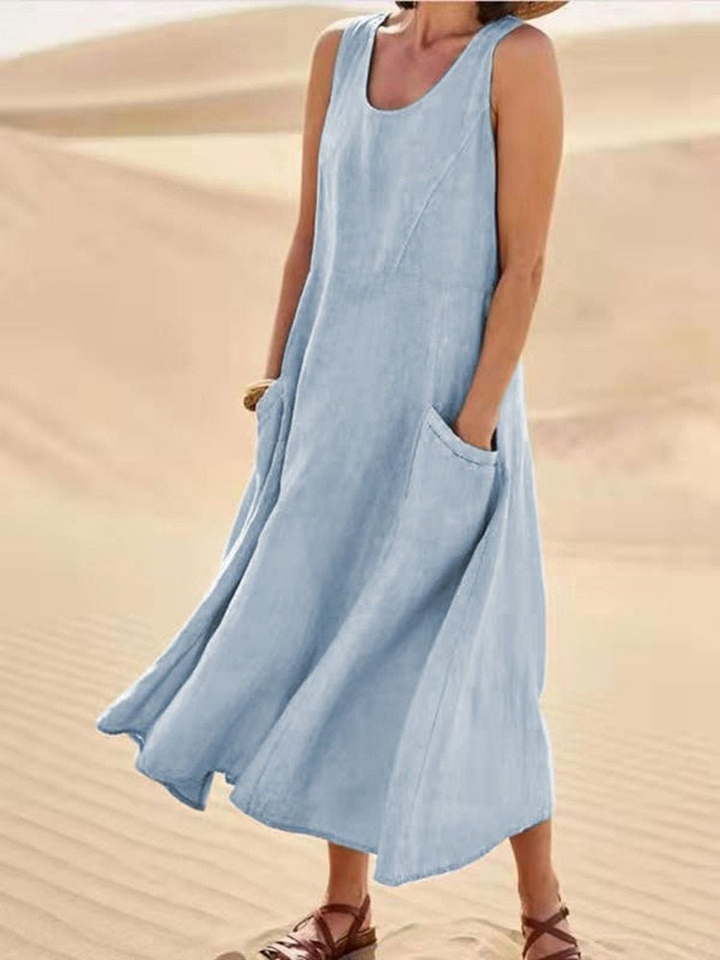 Imogen | A-Line Scoop Neck Midi Dress