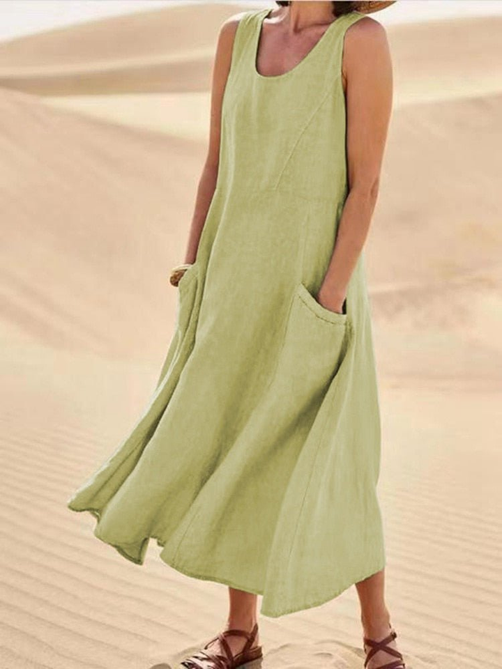 Imogen | A-Line Scoop Neck Midi Dress