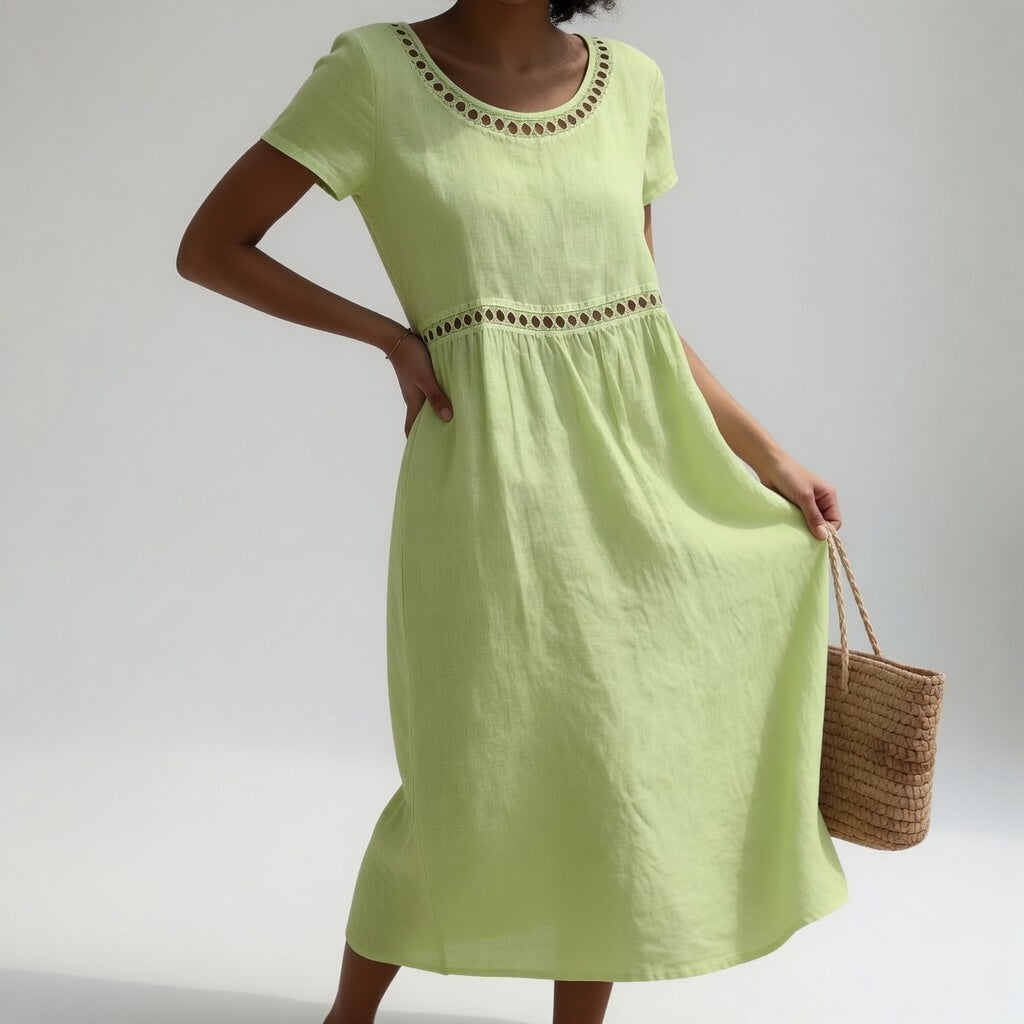 Effie | Embroidered Collared Midi Dress