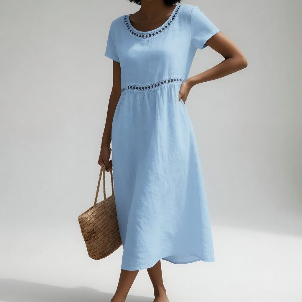 Effie | Embroidered Collared Midi Dress