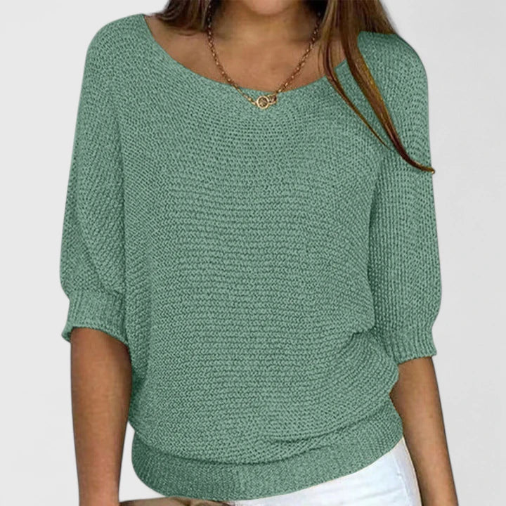 Maureen | Women's Sweater Batwing Scoop Neck Knit Relaxed Fit Everyday Casual Sweater