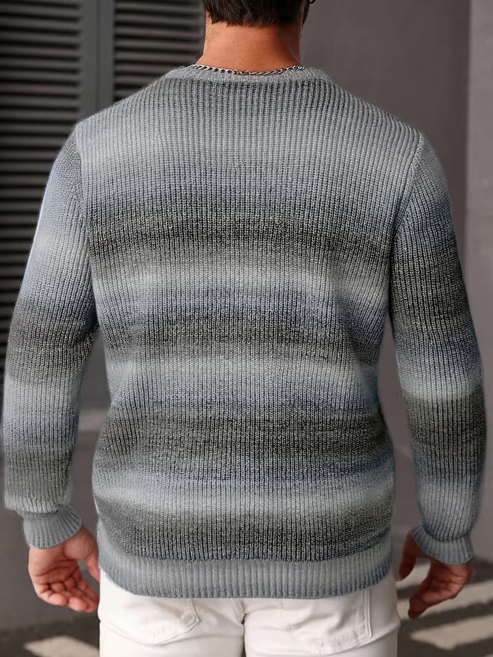 Men's Crewneck Sweater with Gradient Stripes