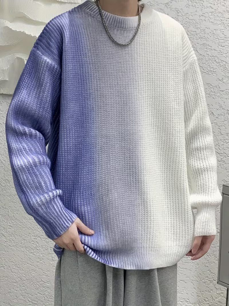 Men's Ribbed Gradient Crew-Neck Sweater