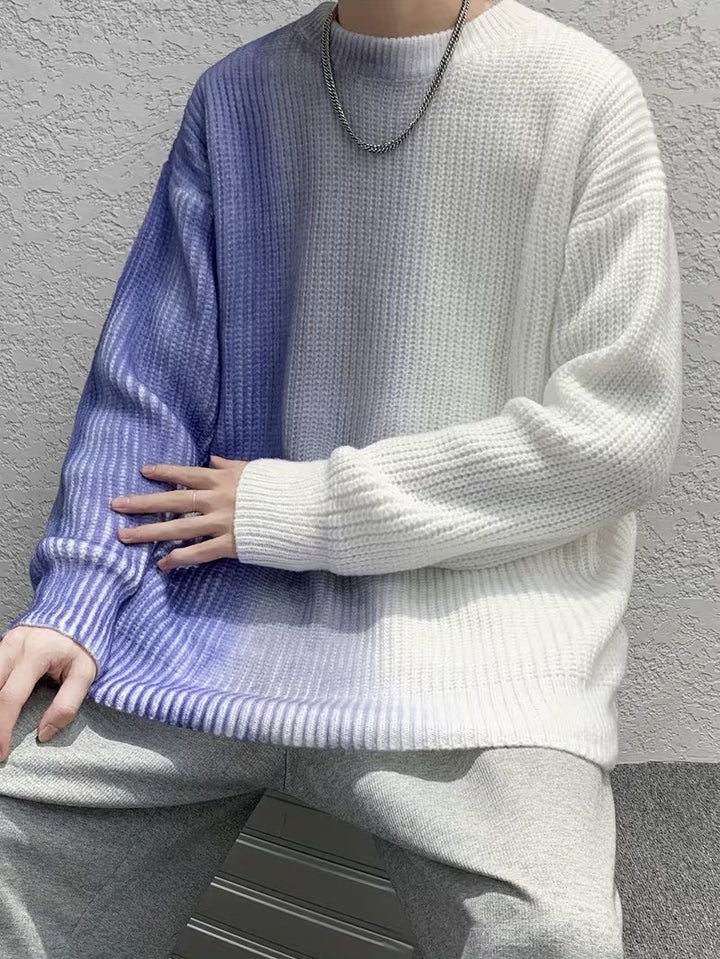 Men's Ribbed Gradient Crew-Neck Sweater