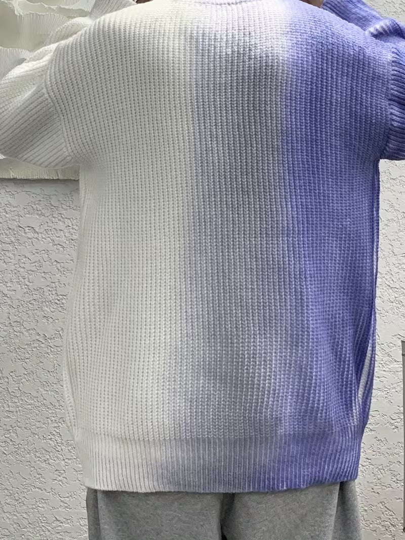 Men's Ribbed Gradient Crew-Neck Sweater