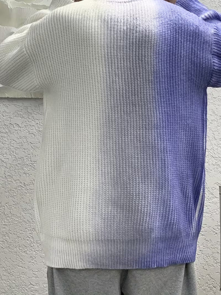 Men's Ribbed Gradient Crew-Neck Sweater