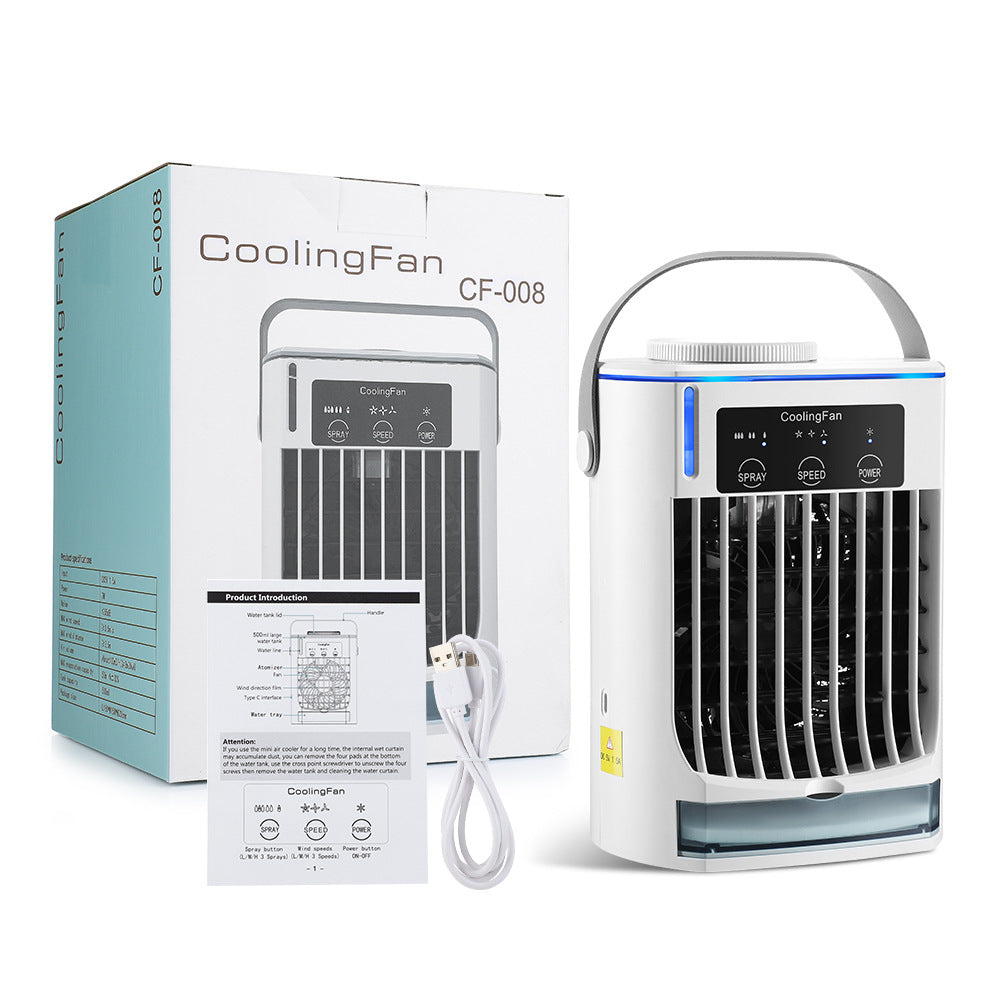 Portable Air Cooler USB Desk Fan Mist Humidifier Personal Bladeless