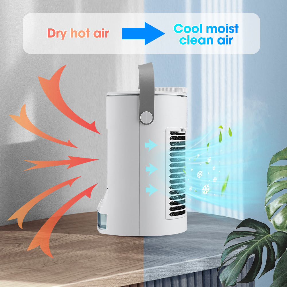 Portable Air Cooler USB Desk Fan Mist Humidifier Personal Bladeless