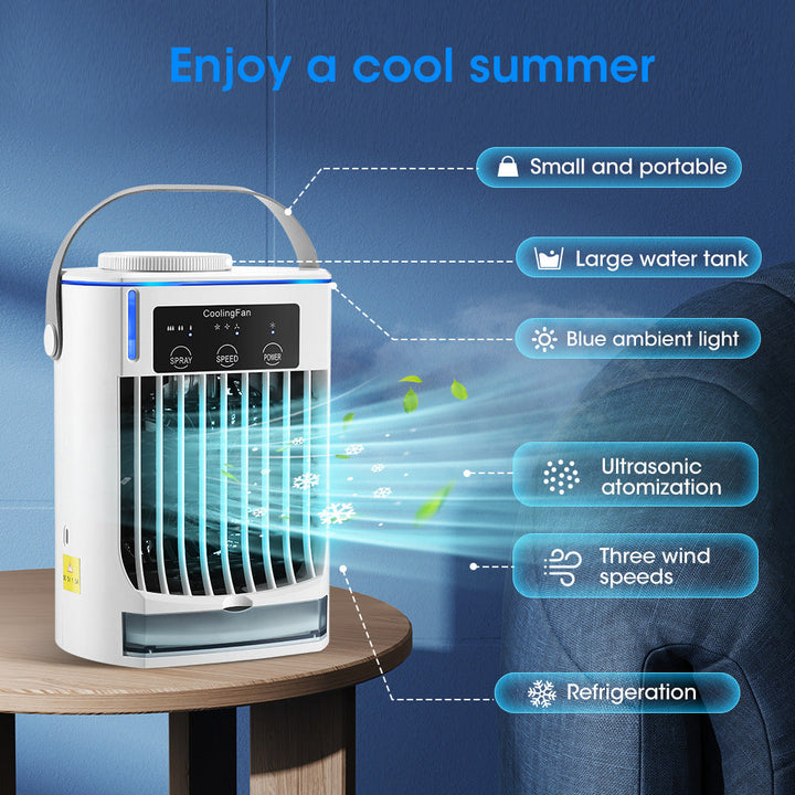 Portable Air Cooler USB Desk Fan Mist Humidifier Personal Bladeless