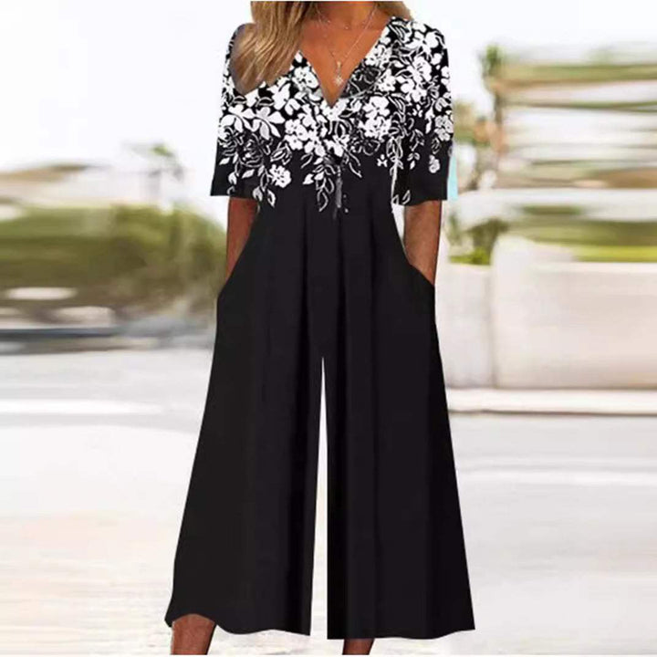 Petra | Printed V-Neck Jumpsuit