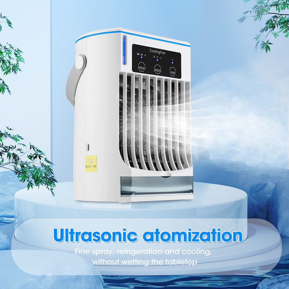 Portable Air Cooler USB Desk Fan Mist Humidifier Personal Bladeless