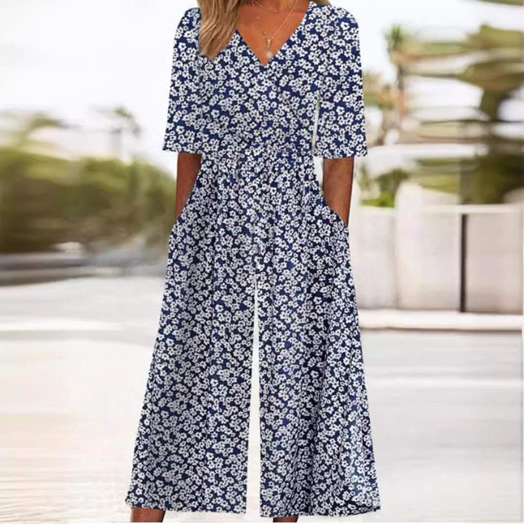 Petra | Printed V-Neck Jumpsuit