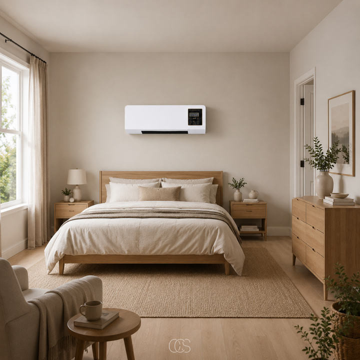 OCS - Wall-Mounted Wall Fan / Air Cooler with Heating - with Remote Control & Timer