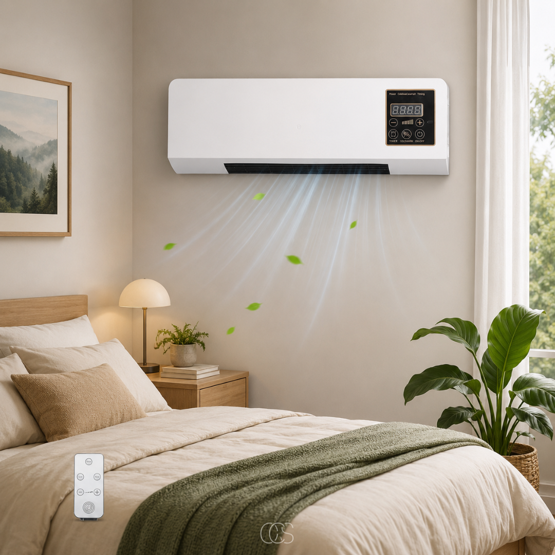 OCS - Wall-Mounted Wall Fan / Air Cooler with Heating - with Remote Control & Timer