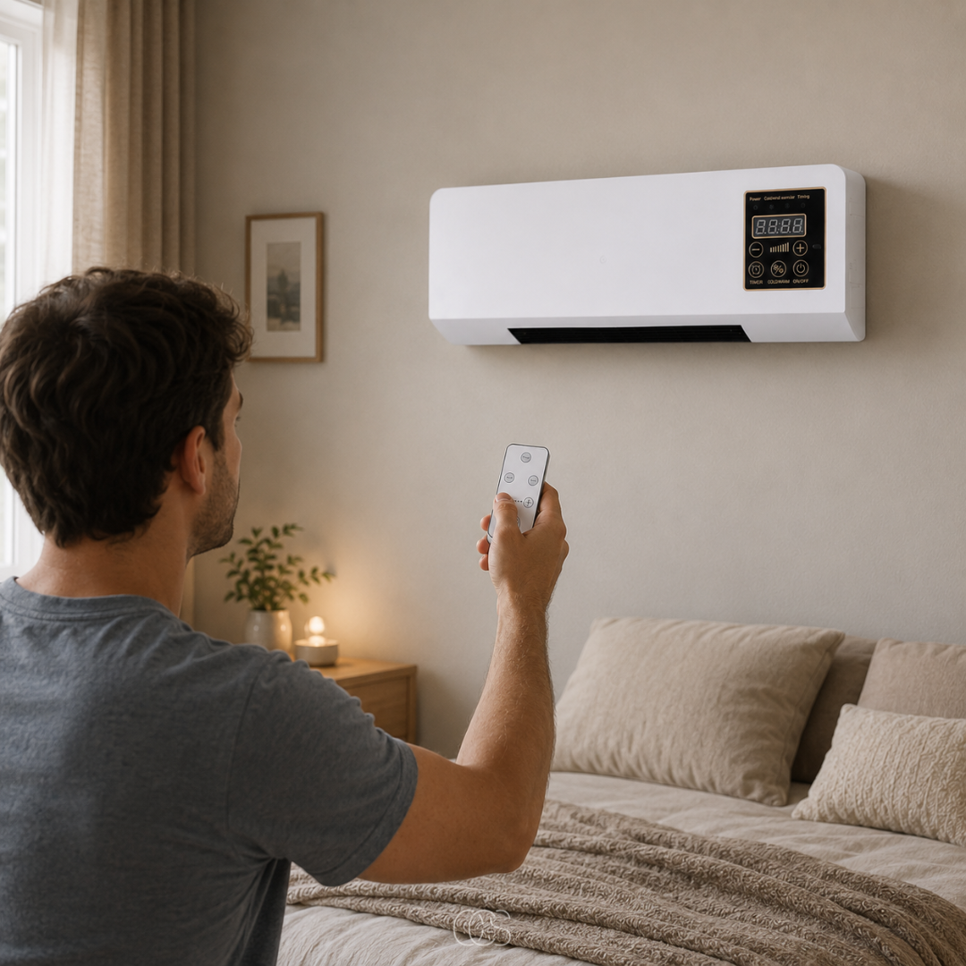 OCS - Wall-Mounted Wall Fan / Air Cooler with Heating - with Remote Control & Timer