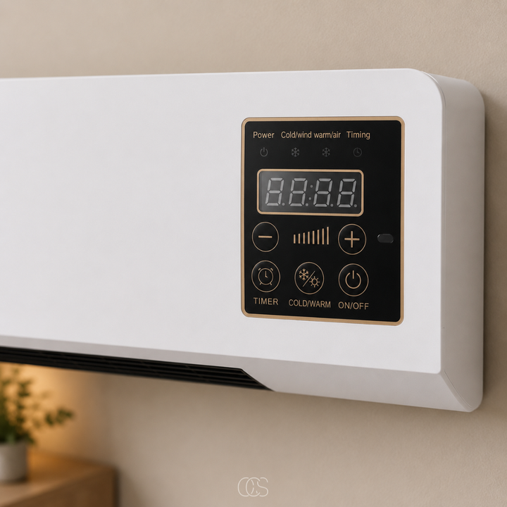 OCS - Wall-Mounted Wall Fan / Air Cooler with Heating - with Remote Control & Timer