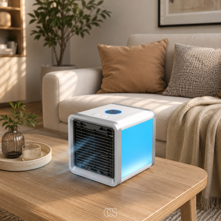 OCS - Portable Air Cooler with Humidifier - Wireless Mini Air Conditioner with LED Lighting & USB