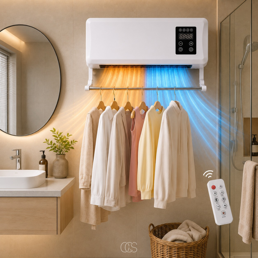 OCS - Wall Air Cooler/Wall Fan with Heating & Drying Rack - With Remote Control