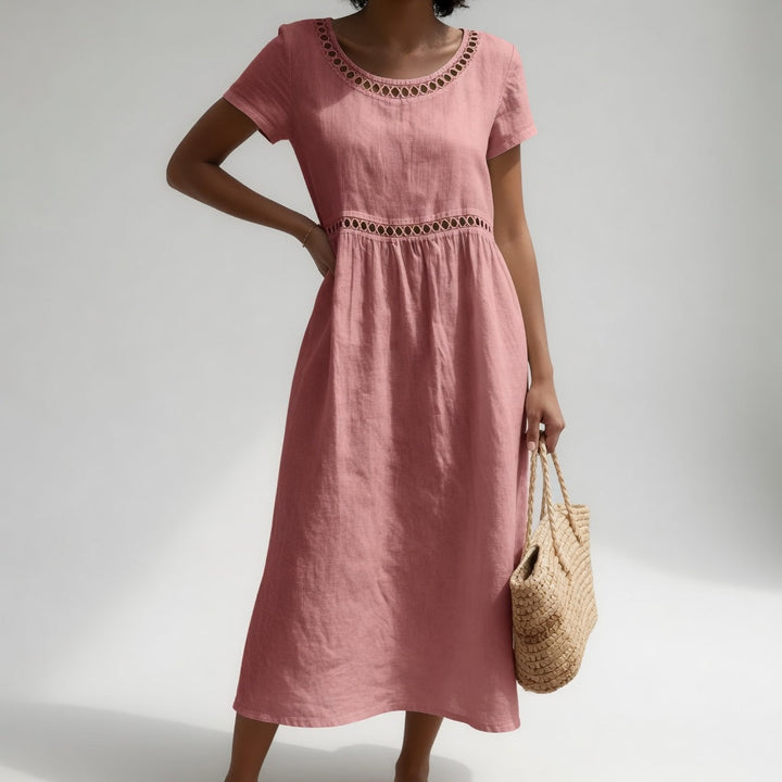 Effie | Embroidered Collared Midi Dress