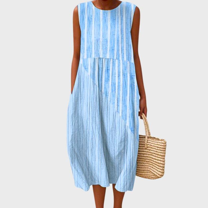 Romy | Checked Tiered Sleeveless Midi Dress