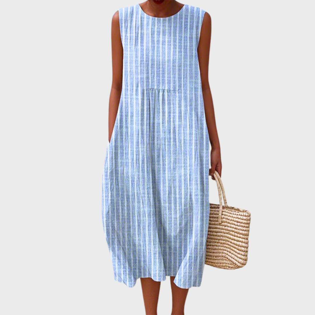 Romy | Checked Tiered Sleeveless Midi Dress
