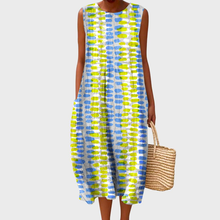 Romy | Checked Tiered Sleeveless Midi Dress
