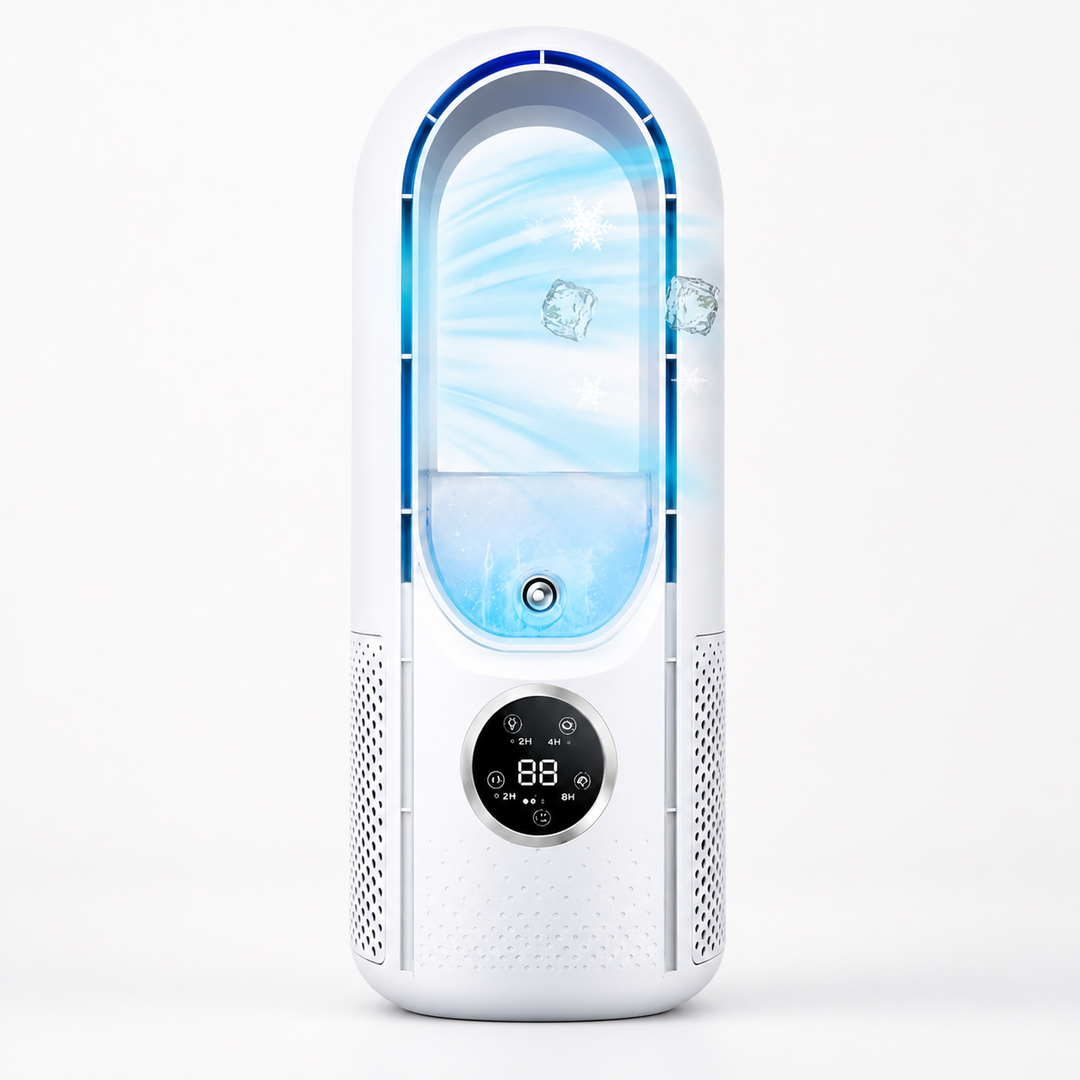 Portable Air Conditioner | Bladeless Tower Fan with Sleep Mode & 24-Hour Timer | Quiet Cooling Fan for Bedroom & Office