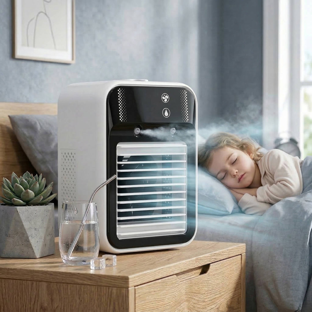 Portable Misting Air Cooler Rechargeable Fan 3 Speed Digital Display