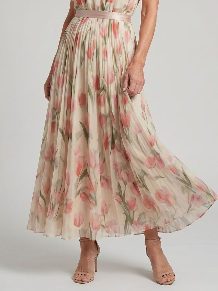 Vera | Floral Belted Halter Midi Dress