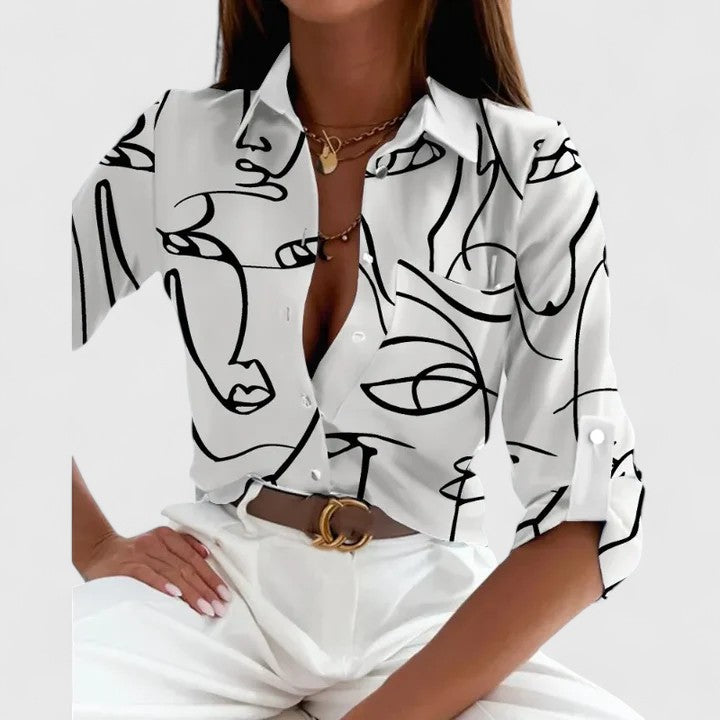 Leonie | Printed Collared Blouse