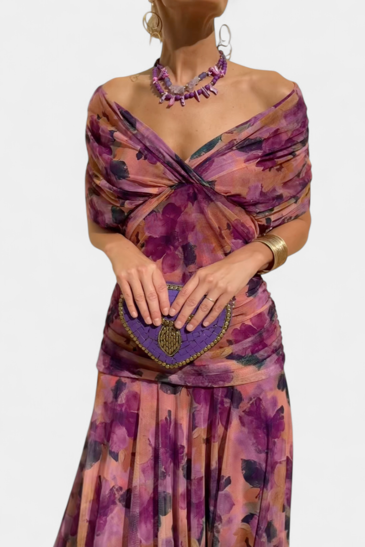 Maren | Floral Pleated V-Neck Summer Dress