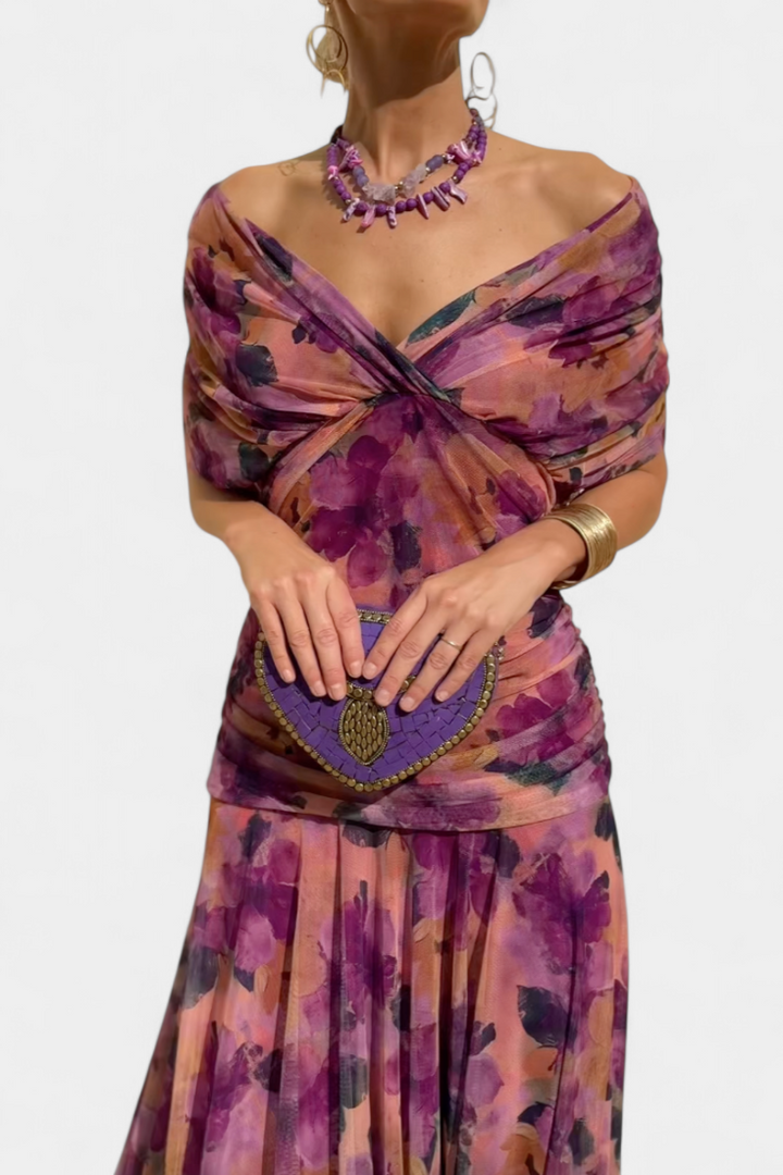 Maren | Floral Pleated V-Neck Summer Dress
