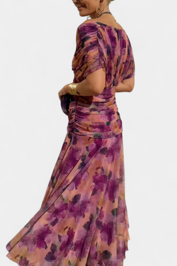 Maren | Floral Pleated V-Neck Summer Dress