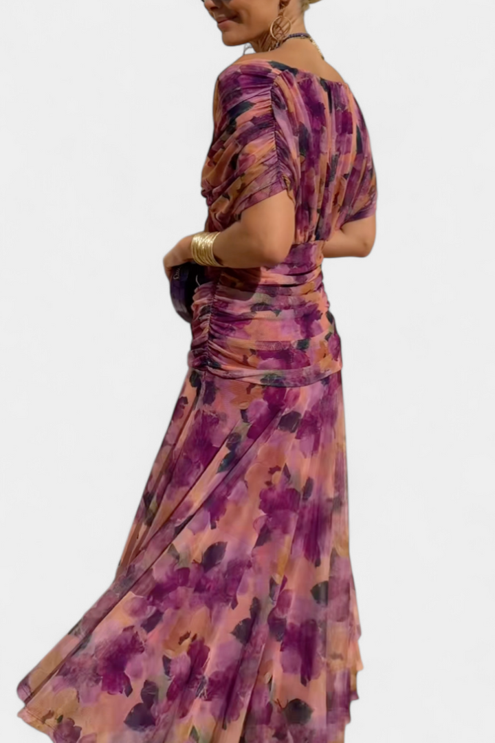 Maren | Floral Pleated V-Neck Summer Dress