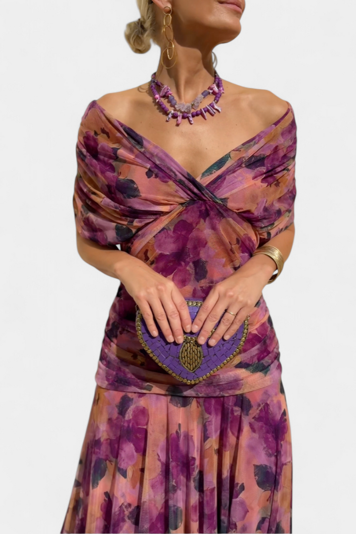 Maren | Floral Pleated V-Neck Summer Dress