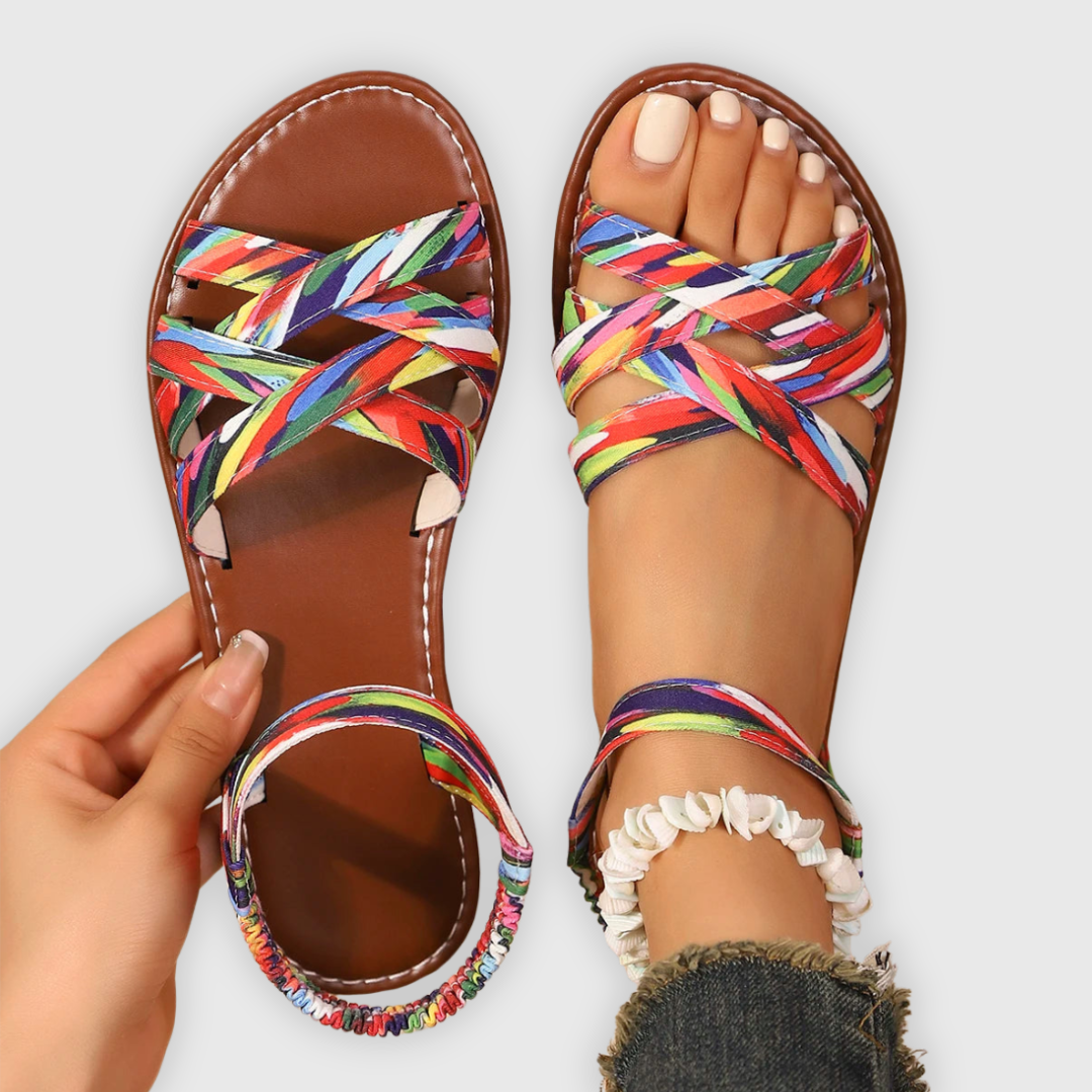 Talia | Women's Sandals Woven Crossover Strap Open Toe Summer Casual Sandals