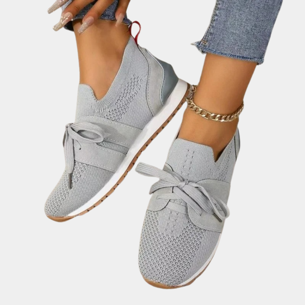 Monica Women's Knit Slip-On Sneakers Bow Lacing Low Profile Casual Sneakers