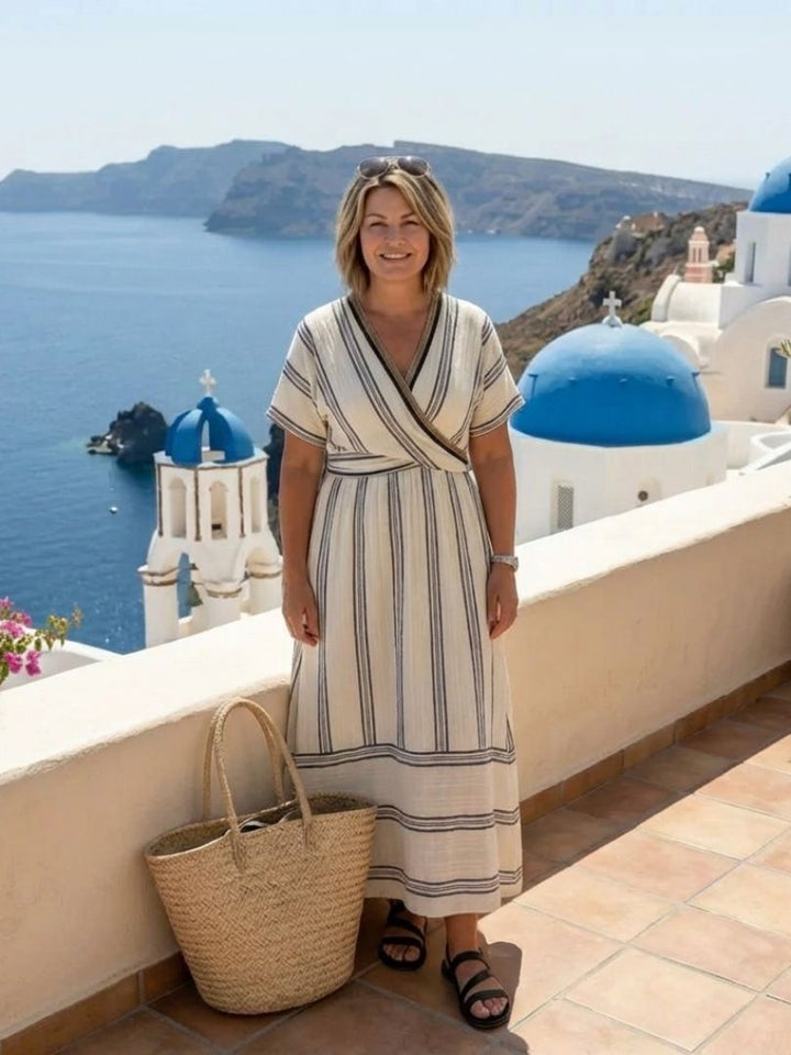 Tamsin | Wrap Short-Sleeve Midi Dress