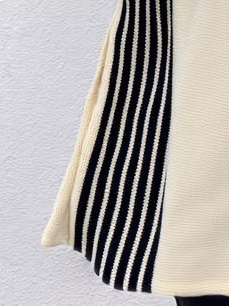 Women's Mock Neck Sweater with Stripes