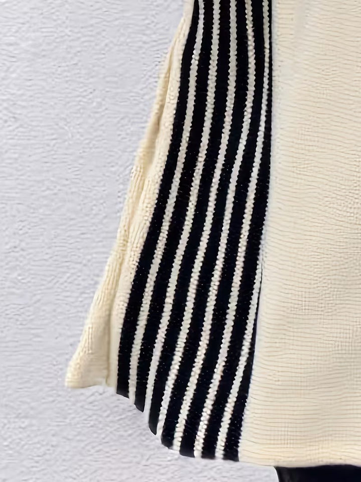 Women's Mock Neck Sweater with Stripes