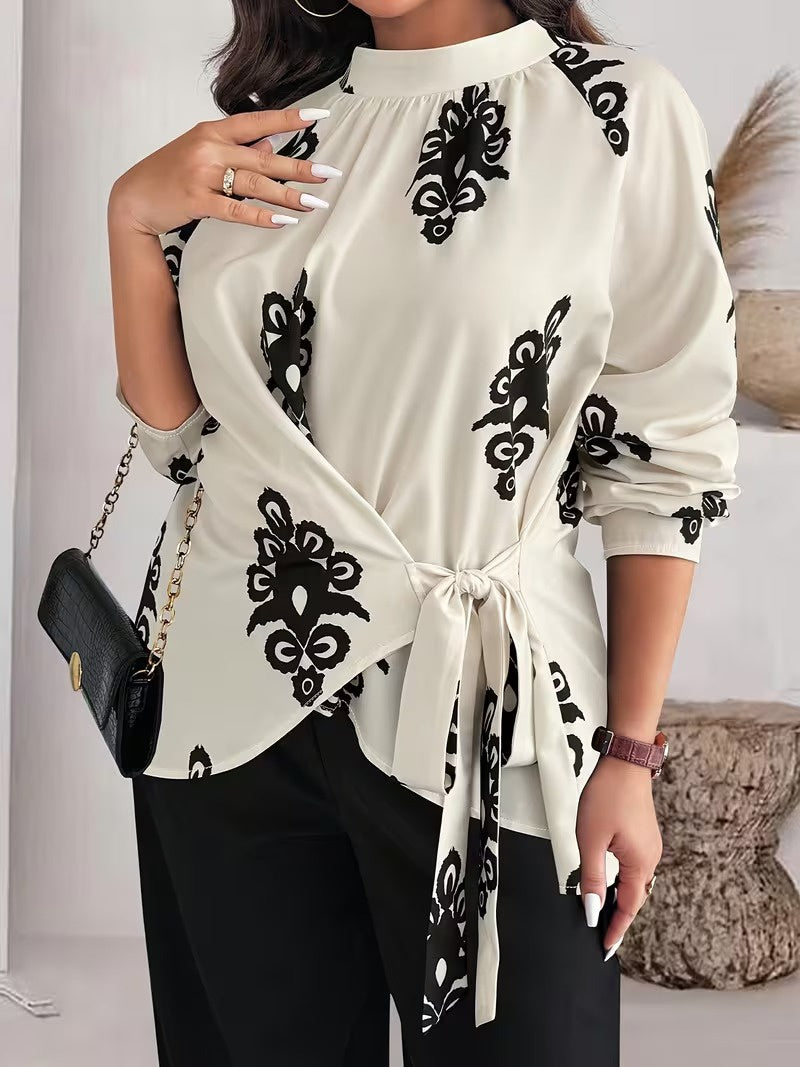 Women's Printed Top and Wide-Leg Trousers Set