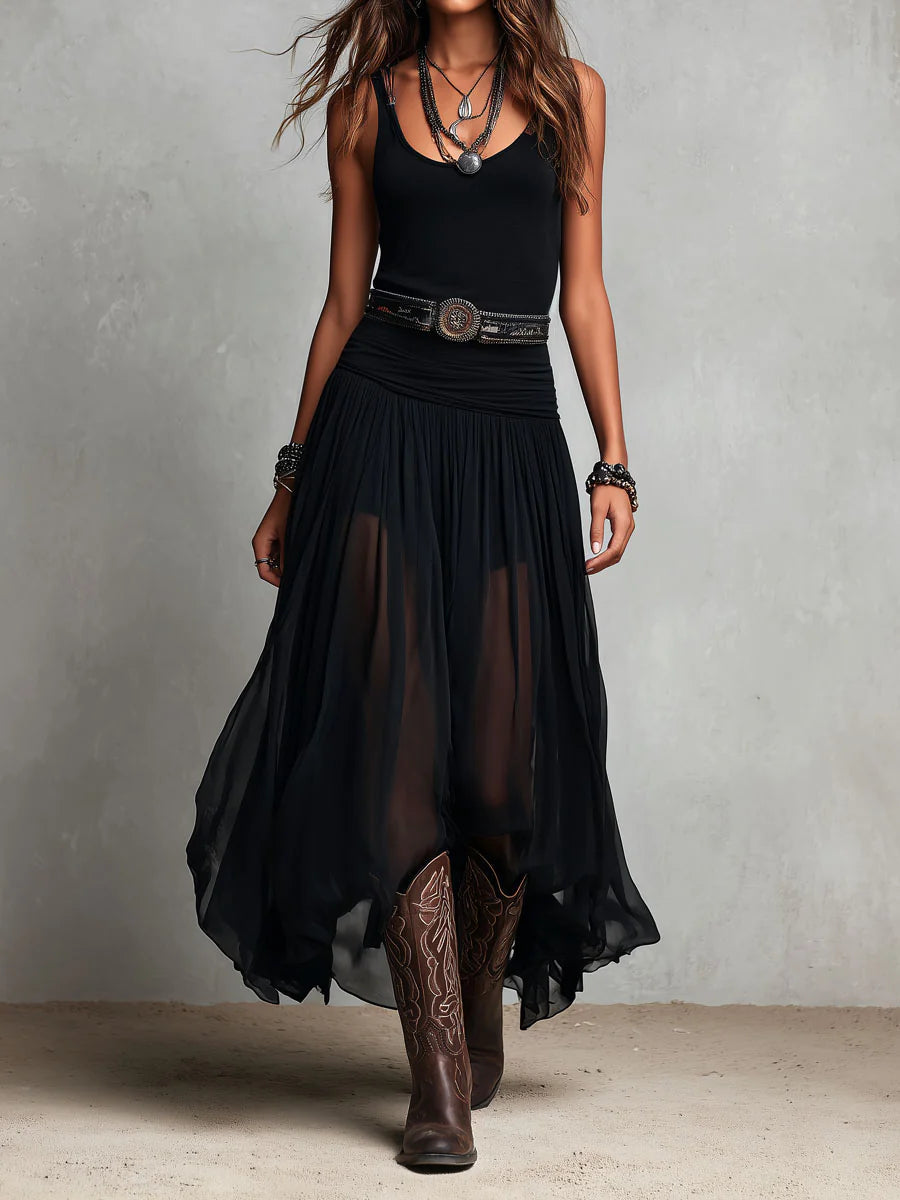 Honora | Belted Sleeveless Maxi Dress